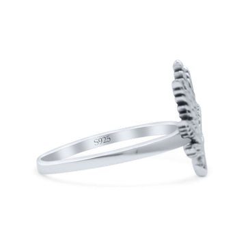 Elegant Marijuana Leaf Engraved Cannabis Weed Statement Oxidized Band Thumb Ring